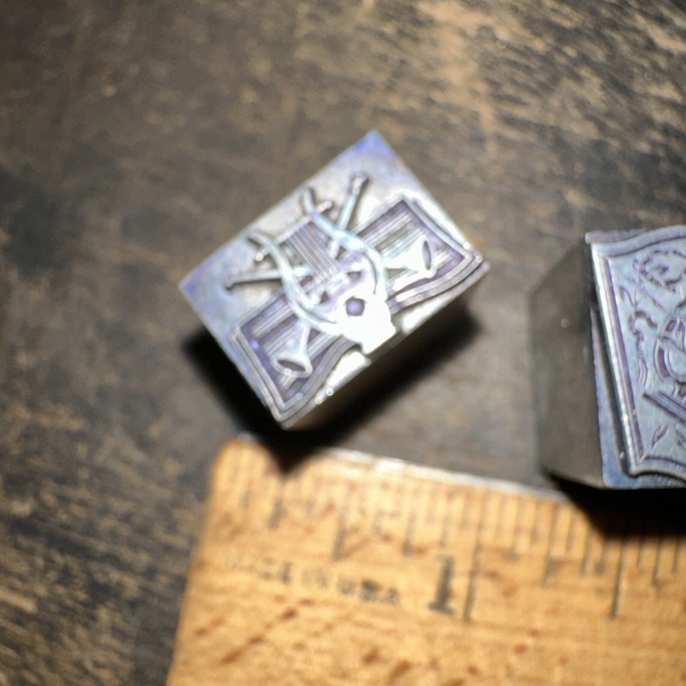 Printing Blocks “ 2 Beautiful Harps “ Lead Blocks, Nice Details!