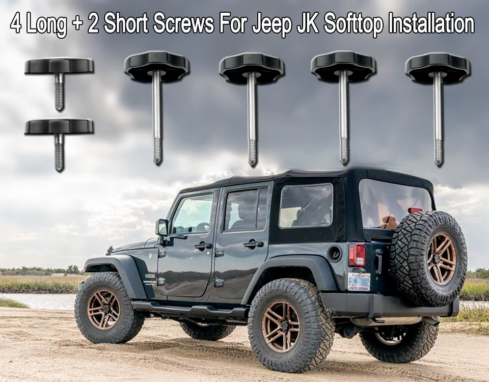 6 pc Soft Top Window Frame/Surround Knobs for 2007-2018 Jeep Wrangler JK 4-Door