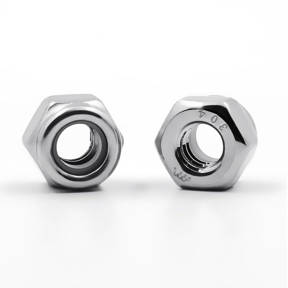 1/4"-20 Stainless Steel Lock Nuts, 28 Pack A2-70 Nylon Insert Hex Nuts, Self-...