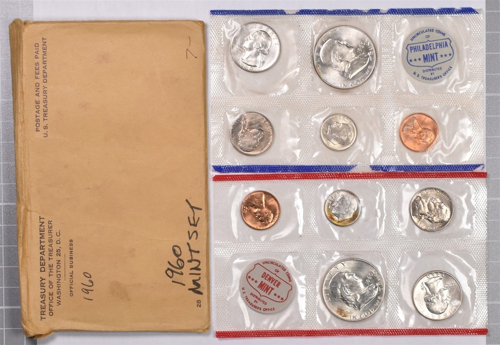 1960-P&D U.S. Mint 10 Coin Uncirculated Set With Envelope