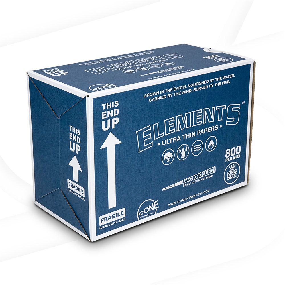 Elements Rolling Paper Cones Backrolled King Size, Bulk box 800 cones
