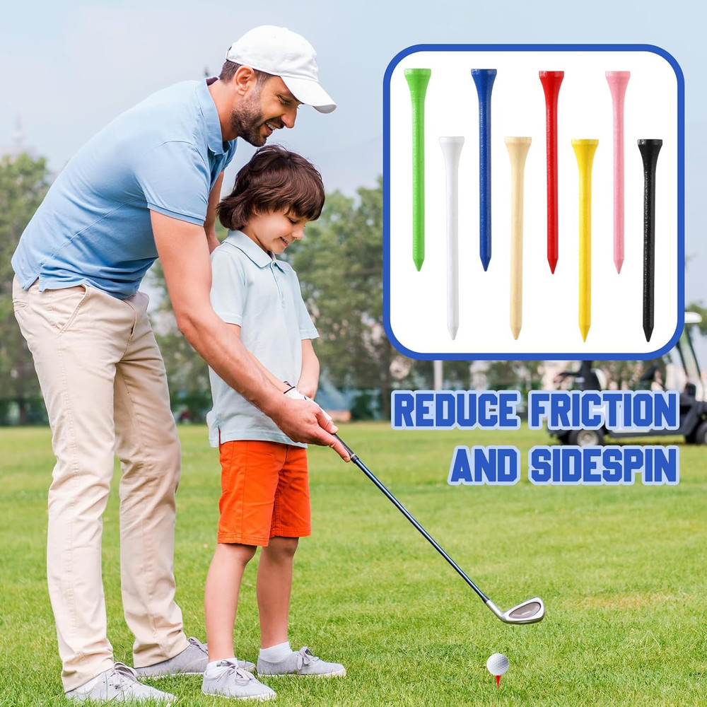 2000 Pcs Bamboo Golf Tees Bulk Professional Golf Tees Reduce Friction Side Spin