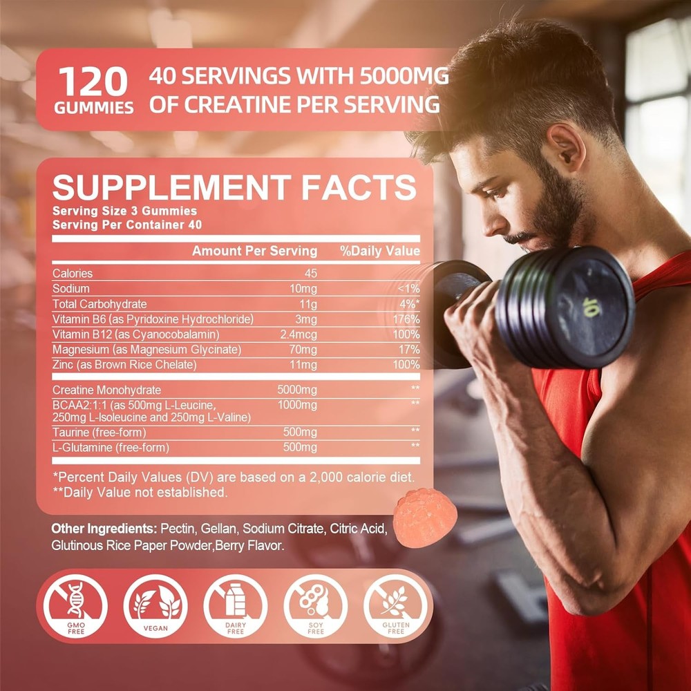 Creatine Monohydrate Gummies - Increase Strength and Build Muscle