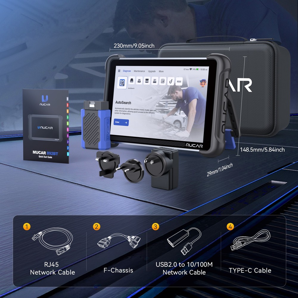 MUCAR 892 BT Car OBD2 Scanner Diagnostic Bidirectional 35 Reset TPMS+Key program