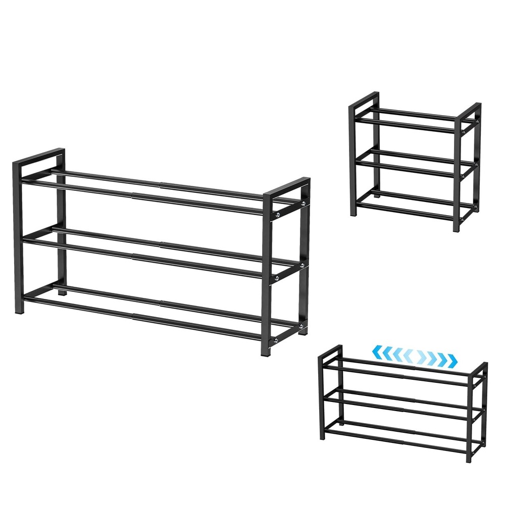 Expandable Shoe Rack,Adjustable and Stackable 3-Tier Shoe Rack Organizer, Sho...
