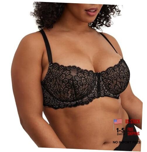 Women's Plus Sizera -alconette Unlinedra 46B Black Nude B