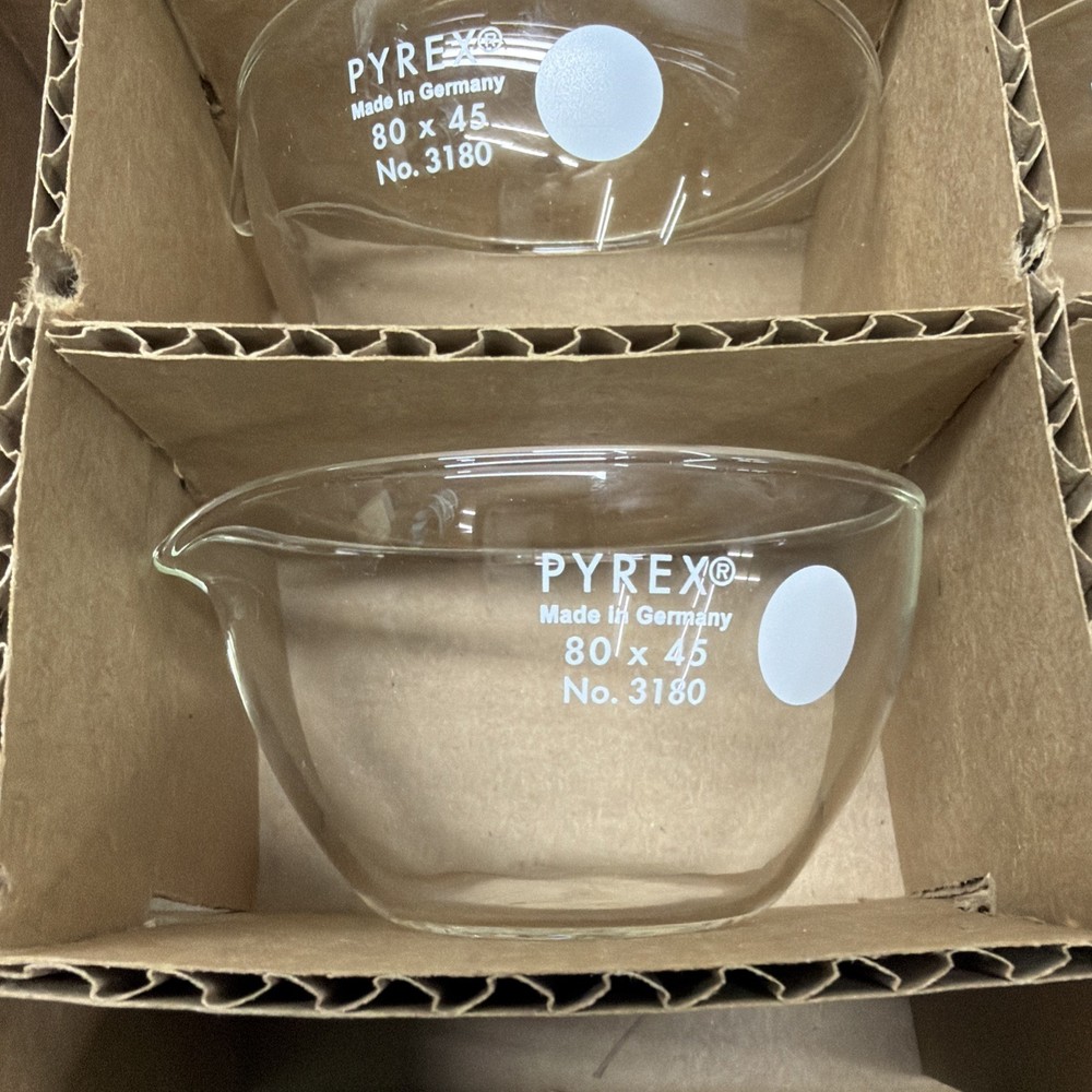 CASE! Corning PYREX #3180-80, 140mL Flat Bottom Evaporating Dishes