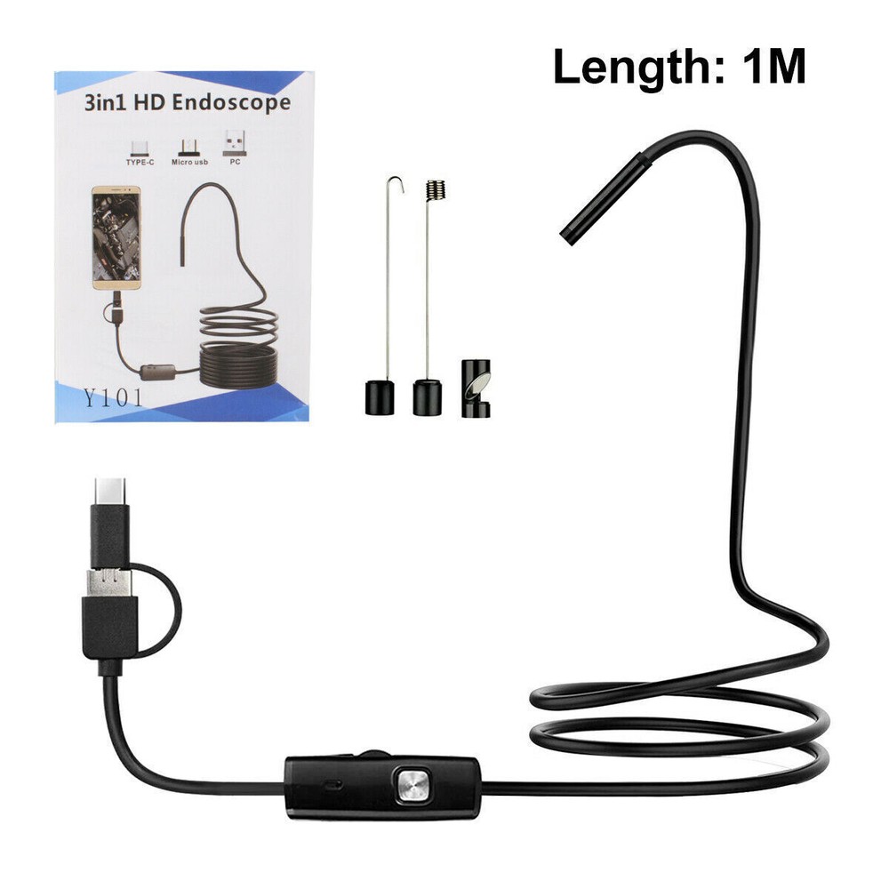 1M Snake Endoscope Borescope 7mm Inspection USB Camera Scope For Android / PC
