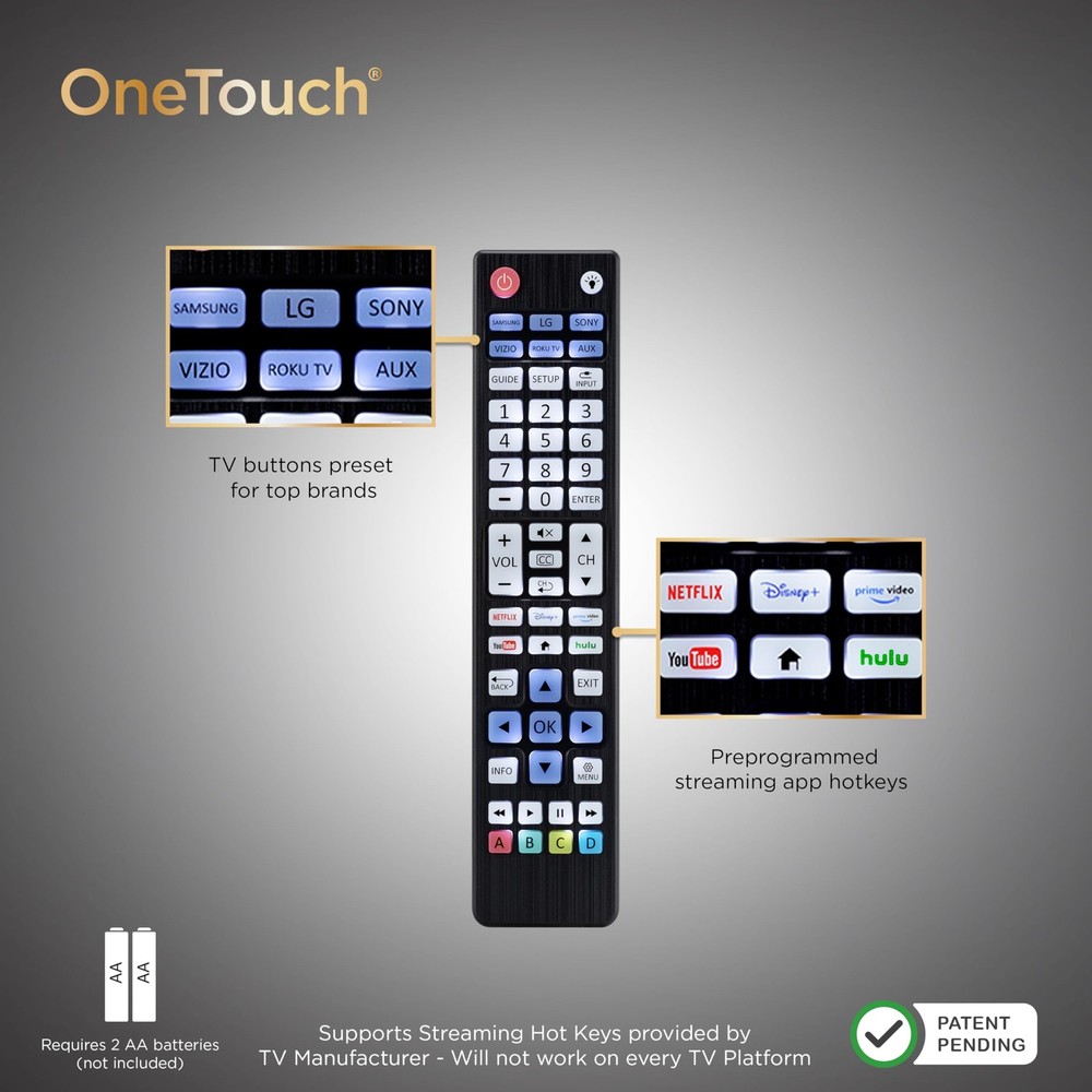 UltraPro Backlit OneTouch Universal Remote Control, Average, Black