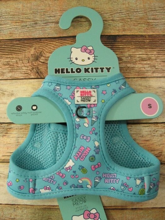 Sassy Meow Hello Kitty Adjustable Step In Cat Harness New NWT Small Teal