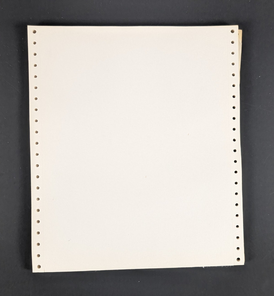 Continuous Dot Matrix Vintage Printer Paper Tractor Feed 65 Sheets 8.5 x 11