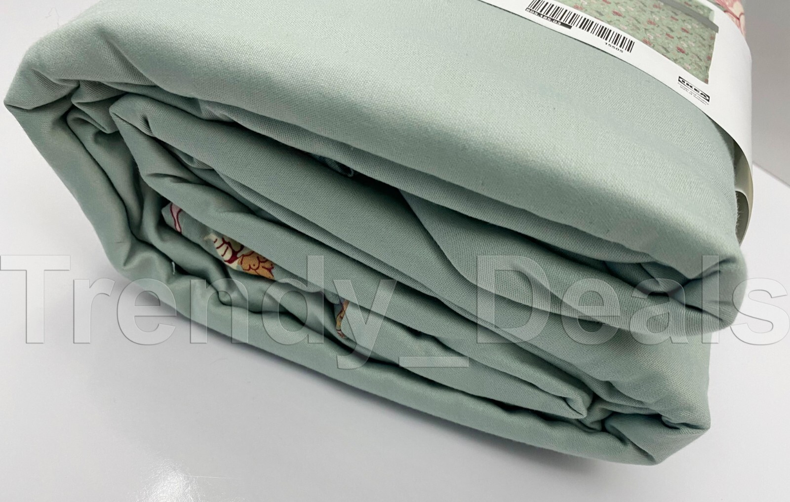 Ikea NASSELKLOCKA King Duvet Cover w/2 Pillowcases Bed Set Green/Floral - NEW