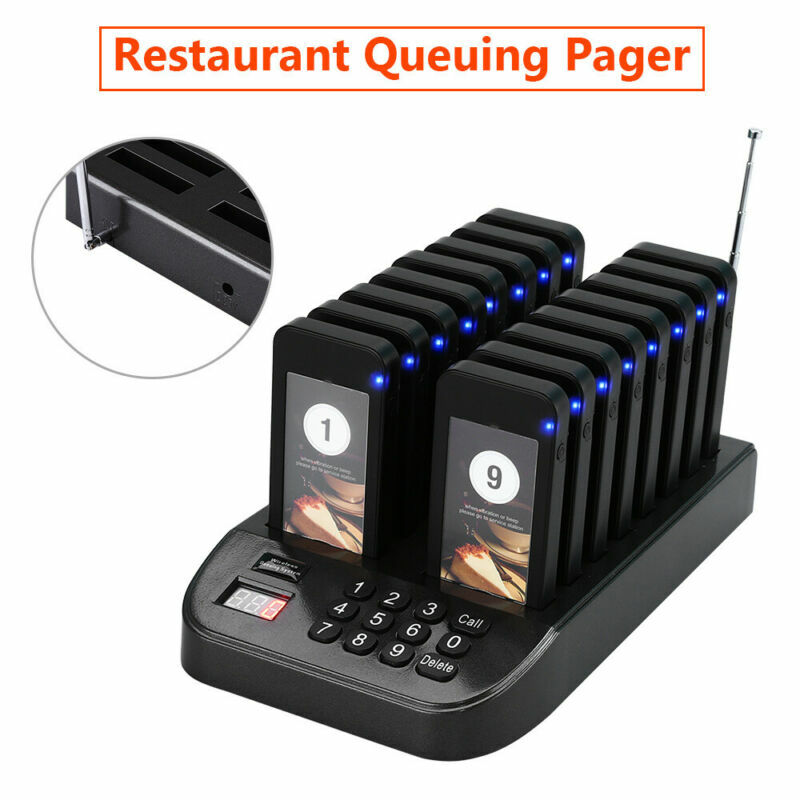 16 Restaurant Coaster Pager Guest keypad Wireless Calling Paging Queuing System