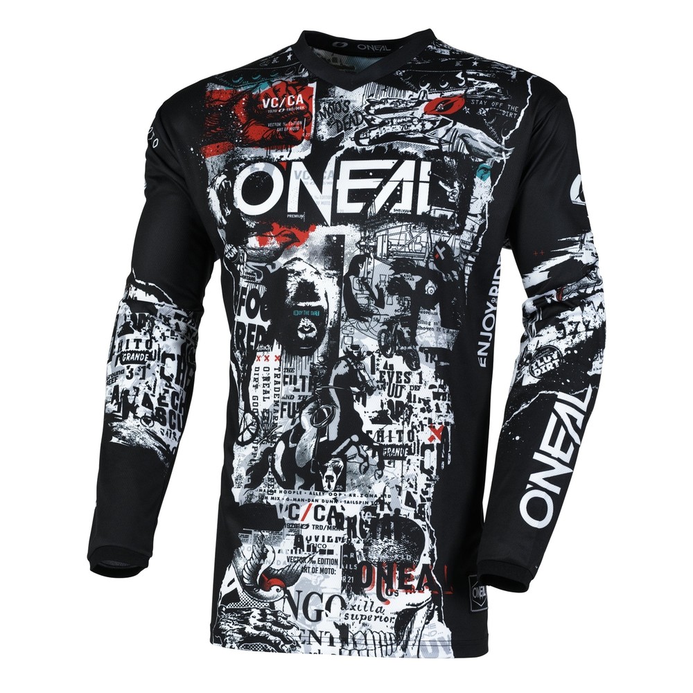 O'Neal Element Attack Black / White Motocross Jersey M - E006-313