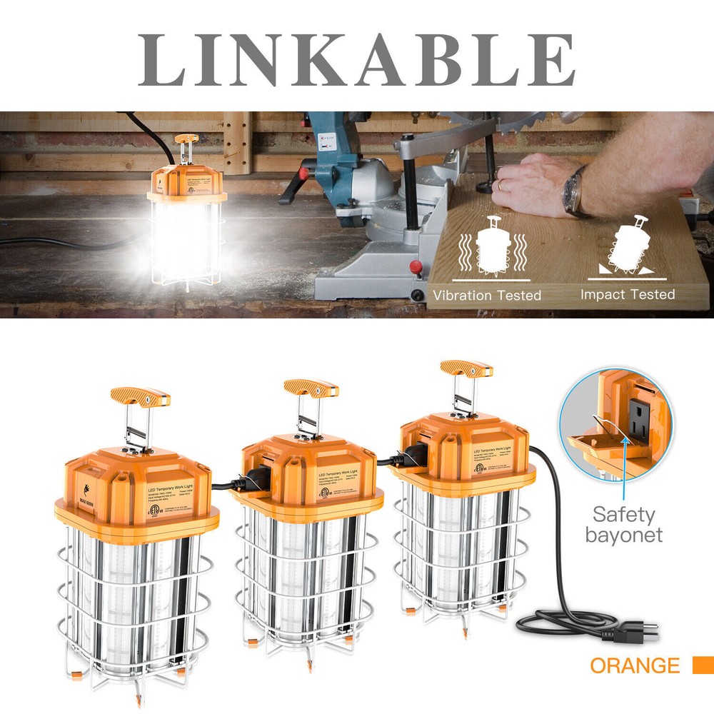 LED Temporary Work Light 125W Durable Super Bright Linkable Work Light (500W Eq)