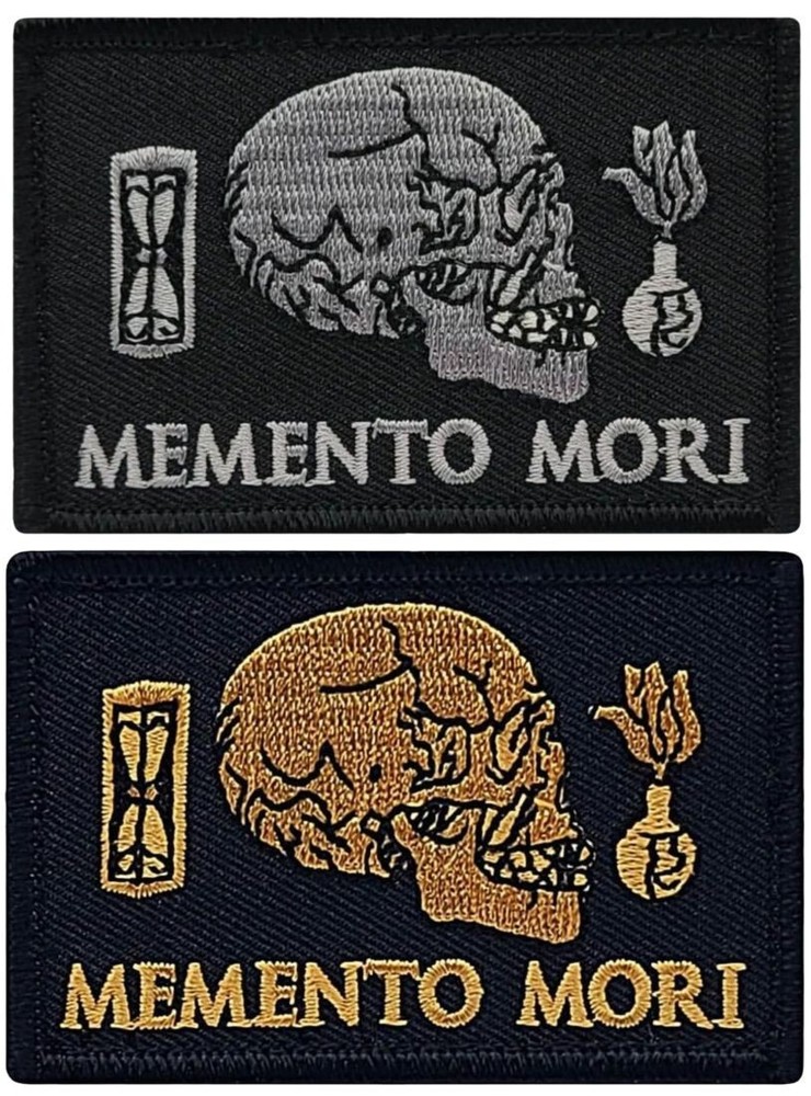 Memento Mori Embroidered Morale Patch  | 2PC  HOOK BACKING    3"x2"