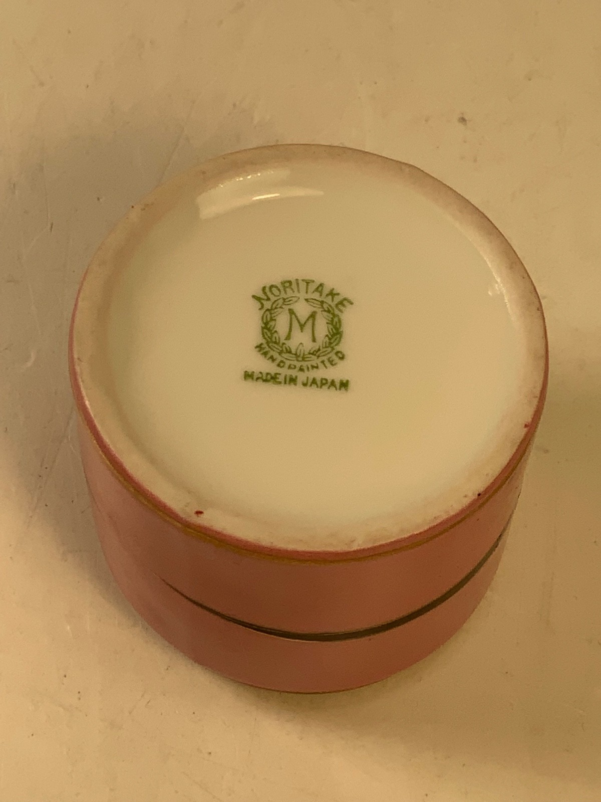 RARE Antique Noritake "M" Morimura Hand Painted Pink & Gold Comdiment Set & Tray