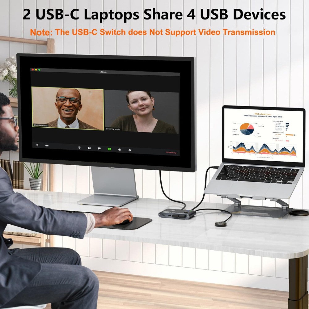 10Gbps USB C Switch 2 Laptops 2 in 4 Out USB 3.2 Switcher 2 Computers Share K...