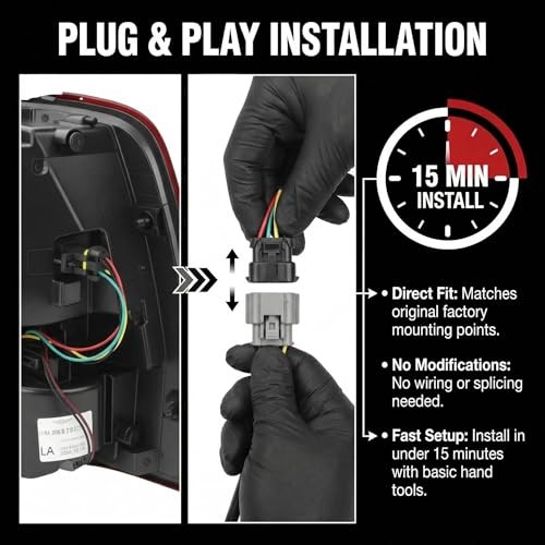 LED Tail Light Compatible with Ram 1500 2013-2018 Ram 2500 Left Driver Side