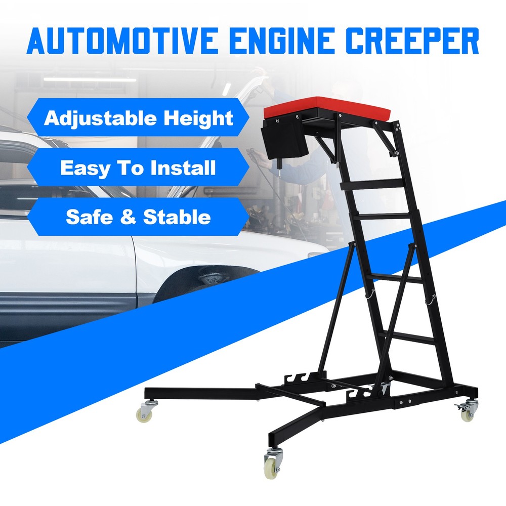 Foldable Engine Topside Creeper Adjustable Height Movable Ladder With 4 Wheels