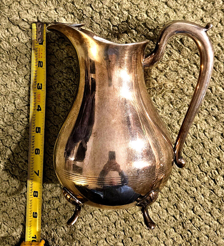 Vintage Silver / Silver Plate Footed Pitcher marked WA India