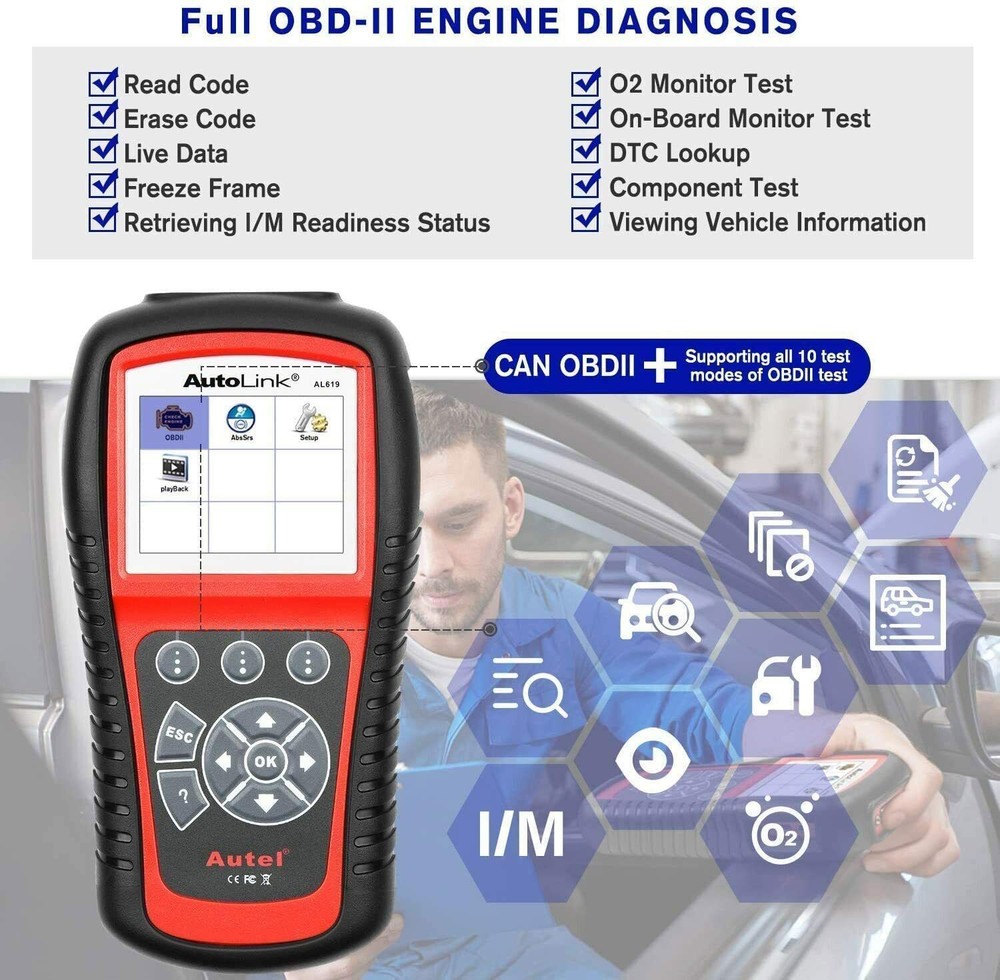 Autel AL619 OBD2 CAN ABS SRS Code Reader Scanner Auto Car Diagnostic Tool