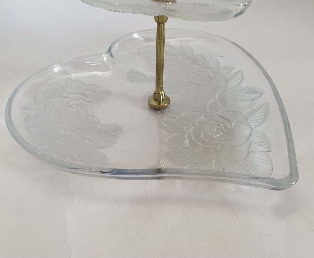 Two Tier Heart Shape Winter Rose Sweets Tray Studio Nova Buffet