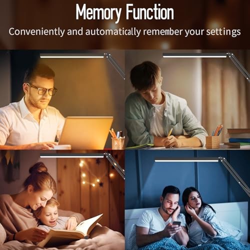 LED Desk Lamp, Manicure Table Lamp, Eye-Caring Drafting Light, Dimmable Black