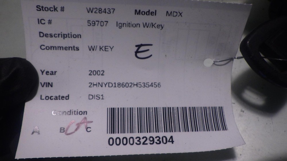 02 ACURA MDX Ignition W/Key