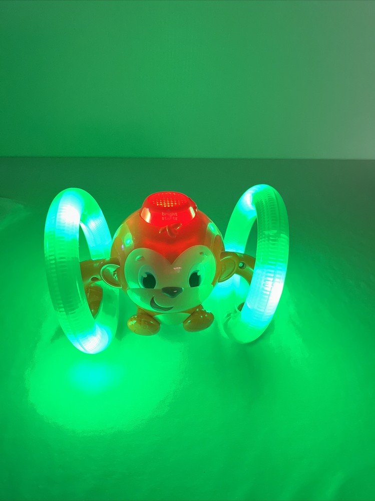 Bright Starts Light Up & Roll Orange Monkey Crawling Developmental Toy EUC