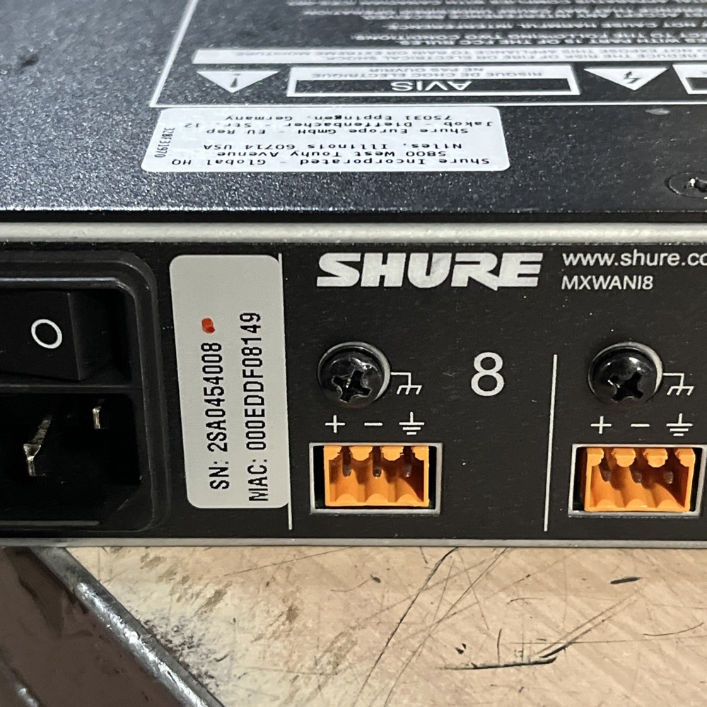 SHURE MXWANI8 MICROFLEX WIRELESS 8-CHANNEL AUDIO NETWORK INTERFACE