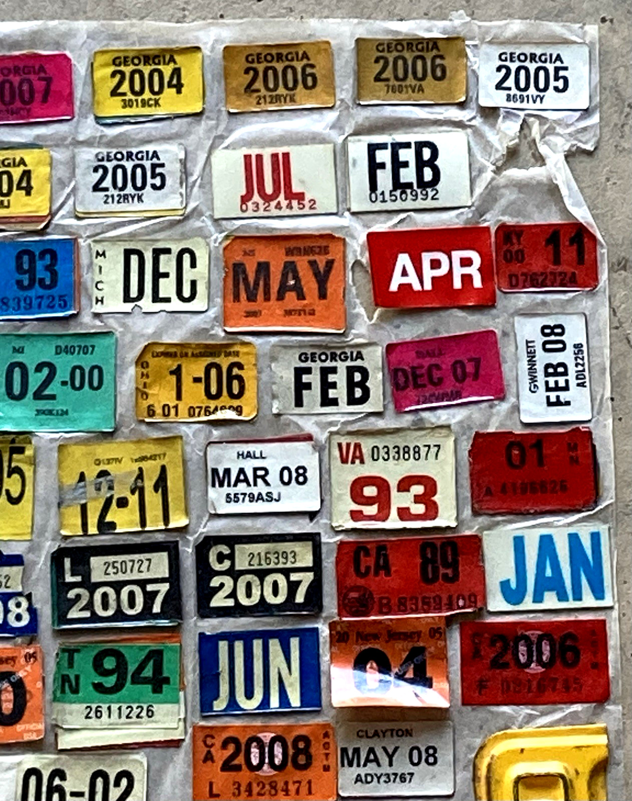 LOT Salvaged license plate decals stickers tabs tags FL GA IL ME WI NJ AK MI etc