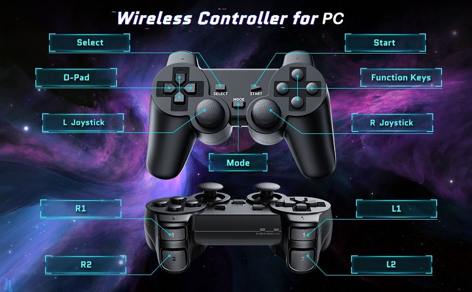 Wireless Dual vibration Controller Gamepad USB ort With Bracket For PC