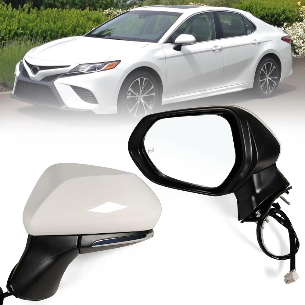 Left Driver Side Mirror Fits 2018-2024 Toyota Camry with Power Glass, Heated, Tu