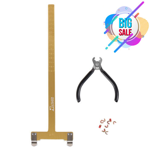 Archery Nock Pliers Set + 4 String Nocking Points + Bow T Square, Black/Blue/Red