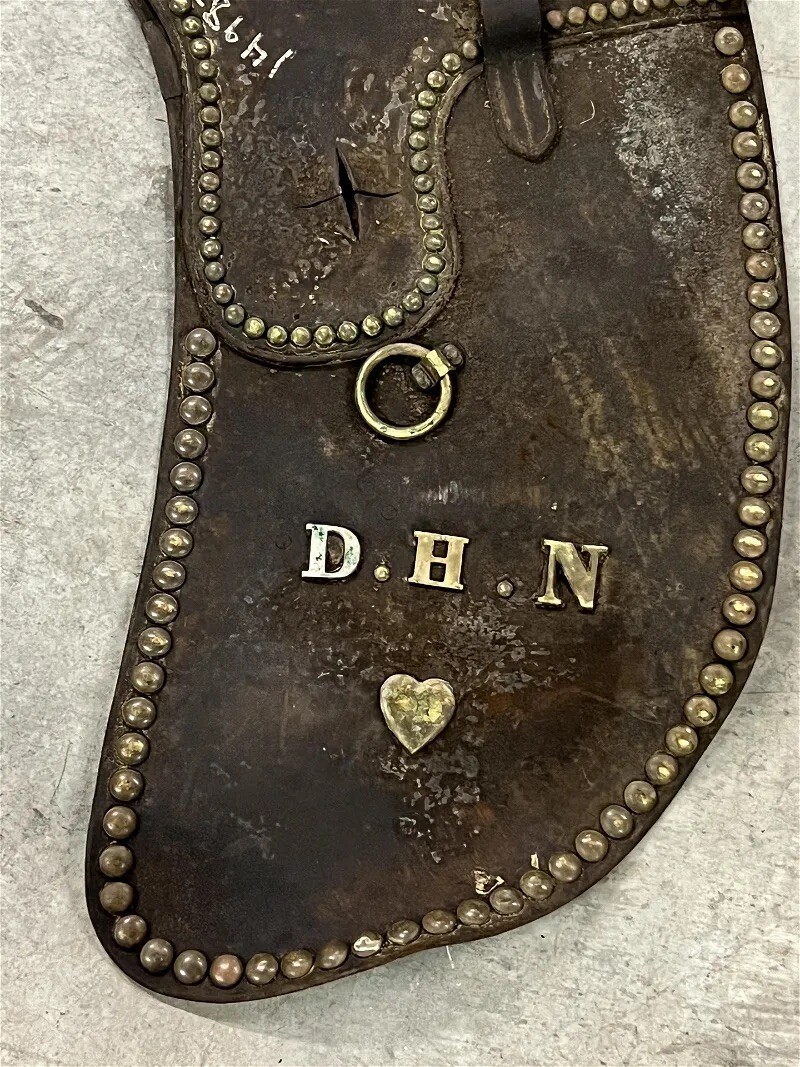 RARE ID'D CIVIL WAR OFFICER HORSE LEATHER SADDLE UNDERCARRIAGE
