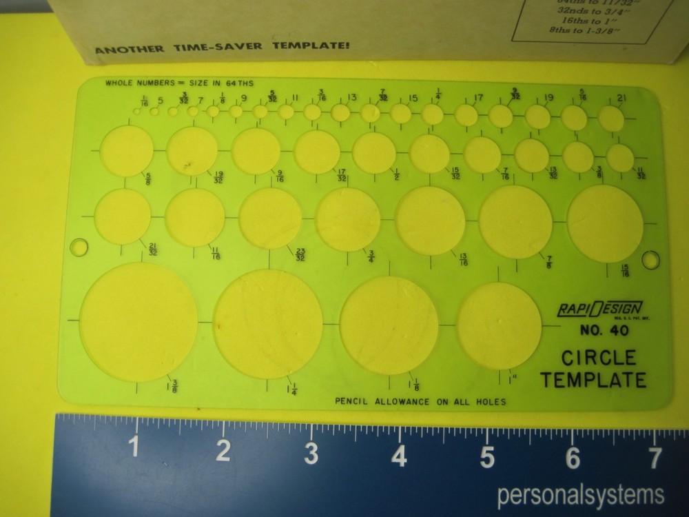 VintRapiDesign Circle Template No. 40 w/envelope; Engineering Drawing Drafting