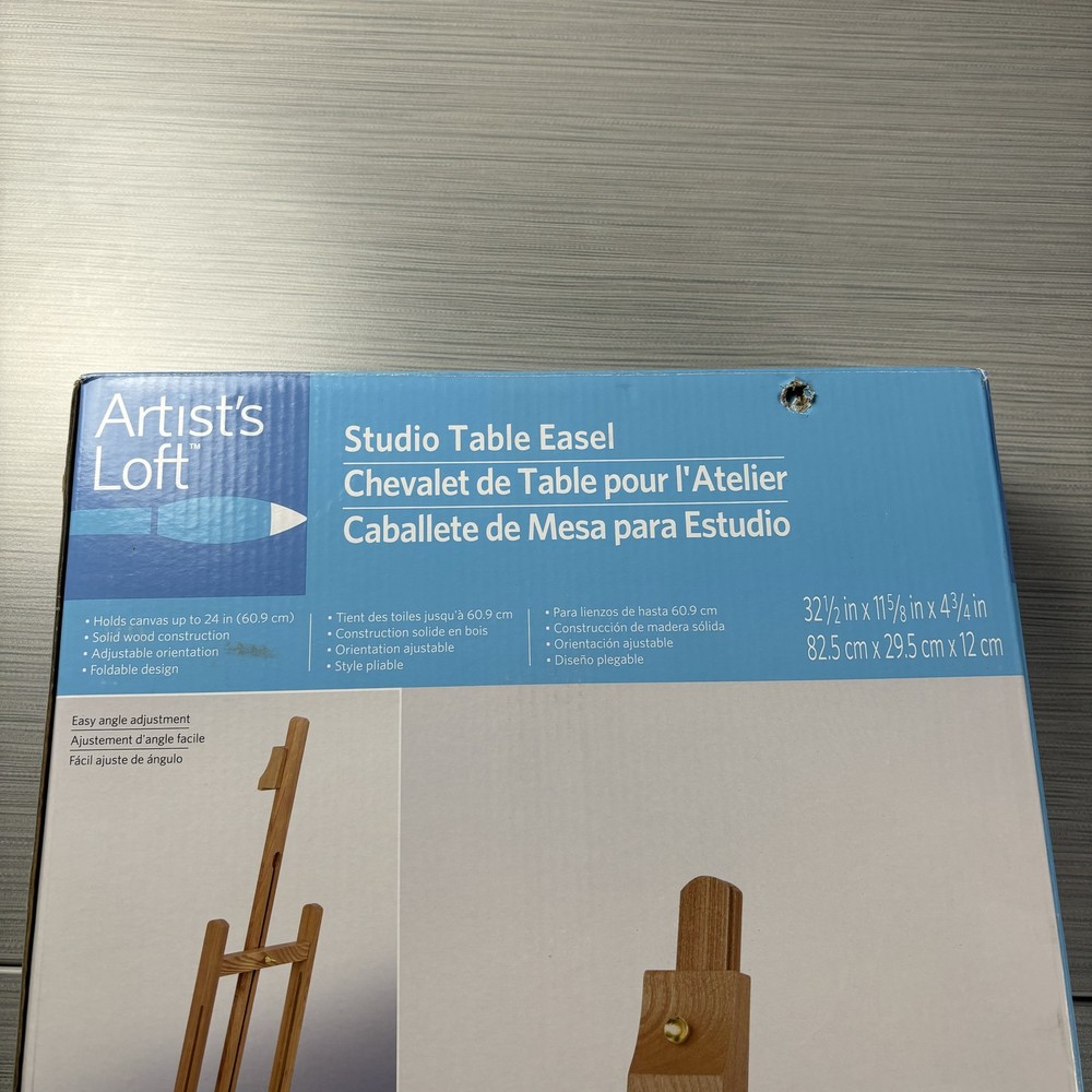 Artist's Loft Studio Table Easel Adjustable Solid Wood Holds 24in Canvas Art 32i