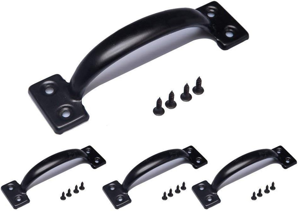 4 Pack Black Metal 6-1/2 Inch Utility Gate Pull Handles