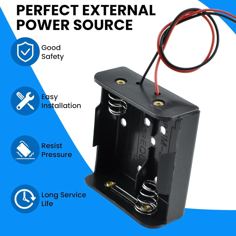 SDTC Tech 2-Pack 2X C Cell Battery Holder 3V C Size Battery Case Box with Wire L
