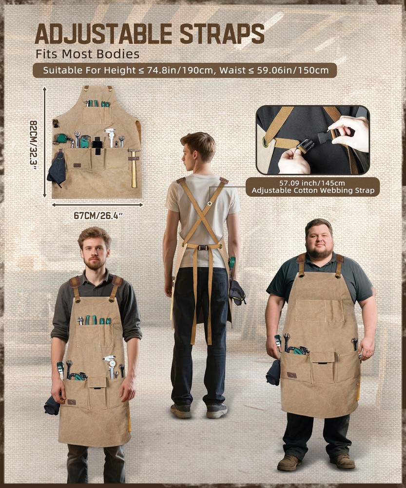Durable Work Tool Apron Crossback Apron For Woodworker Construction Electrician