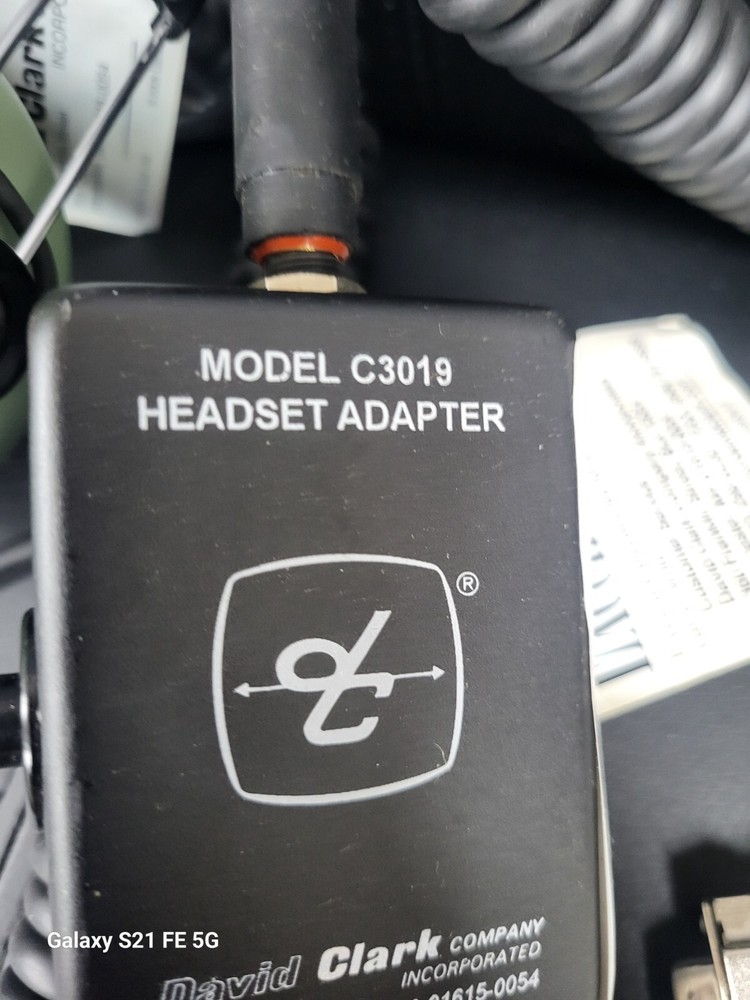 David Clark Model 3492 Headset with C3019 adapter box
