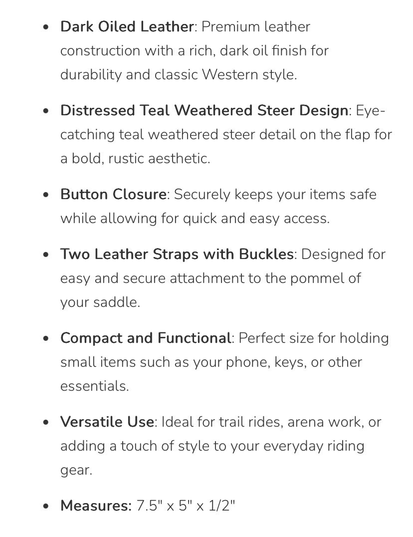 Weathered Steer Leather Pommel Saddle Pouch / Bag