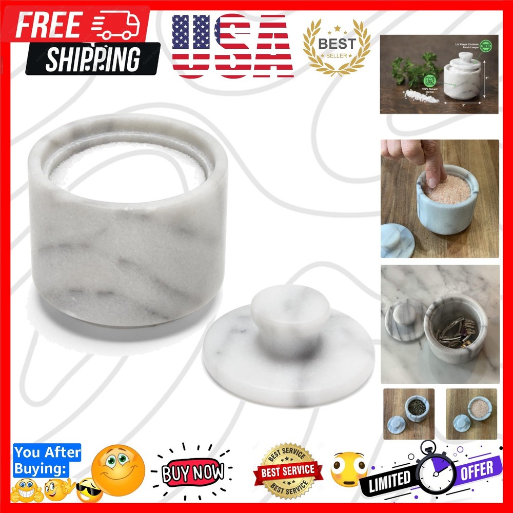 Marble Salt Cellar, White 3" x 3"