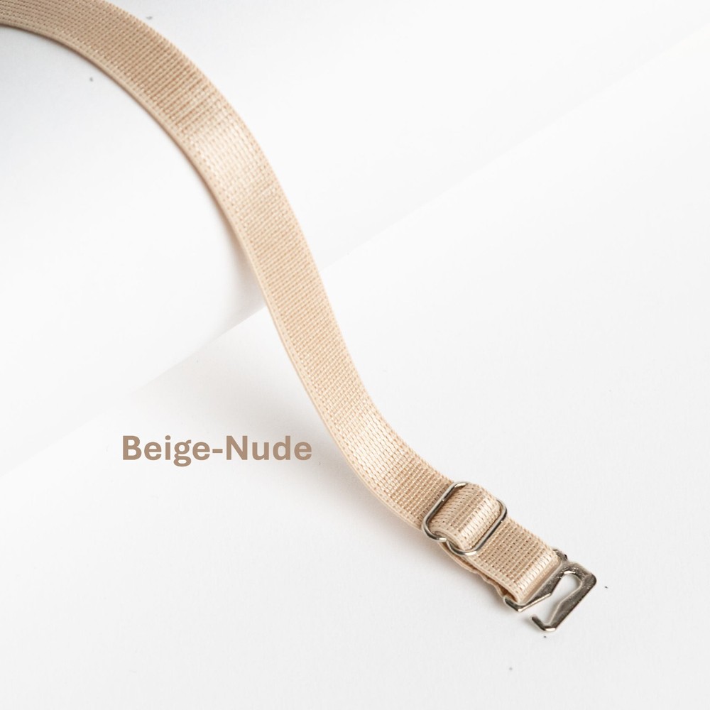 BEIGE-NUDE REPLACEMENT BRA STRAPS - ADJUSTABLE - (SIL) - 1CM WIDE