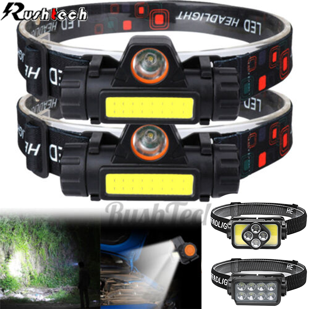 LED Headlamp Headlight USB Rechargeable Waterproof Head Light Flashlight 2 Modes