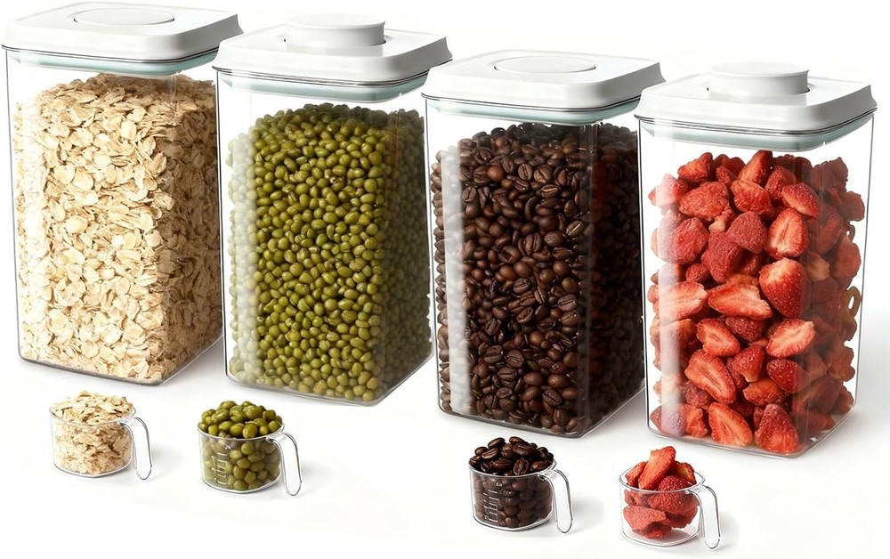 Pop Airtight Food Storage Containers Set W/ Lids 6 Pcs Stackable One Button