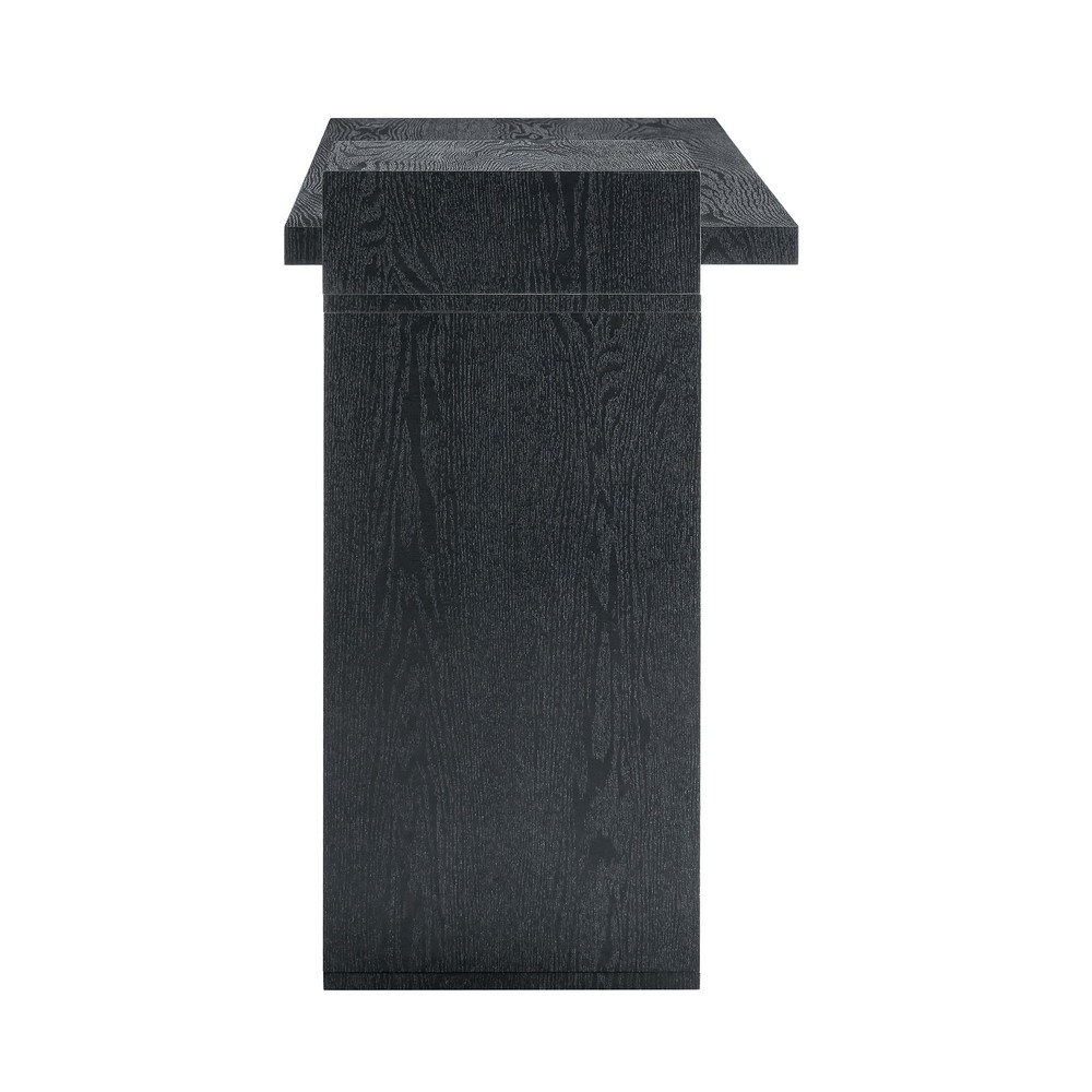 Modern Black Wood Grain Sofa Side Table - MDF Multipurpose Entryway Console Tab