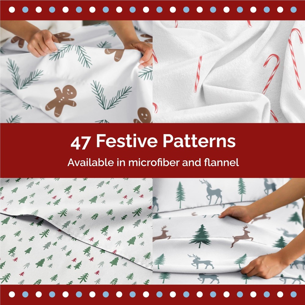 King Christmas Tree Set - Holiday Xmas Pattern Bedding Set - Deep Pockets - S...