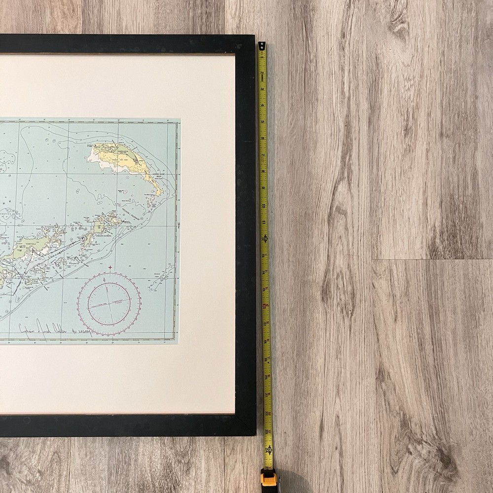 Vintage Framed Virgin Islands Nautical ChartImray Sailing Map Decor